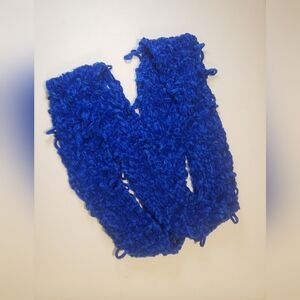 Infinity scarf - han-knit bulky blue velvet